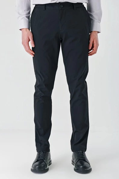 Siyah Pamuklu Yandan Cepli Casual Slim Fit Jogger Pantolon 1003240206 - Resim 2