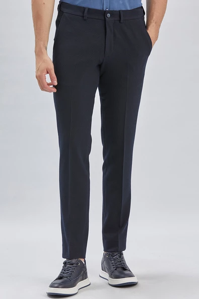 Koyu Lacivert Esnek Lastikli Yandan Cepli Casual Slim Fit Ayarlanabilir Kemer Pantolon 1003240162 ürün görseli