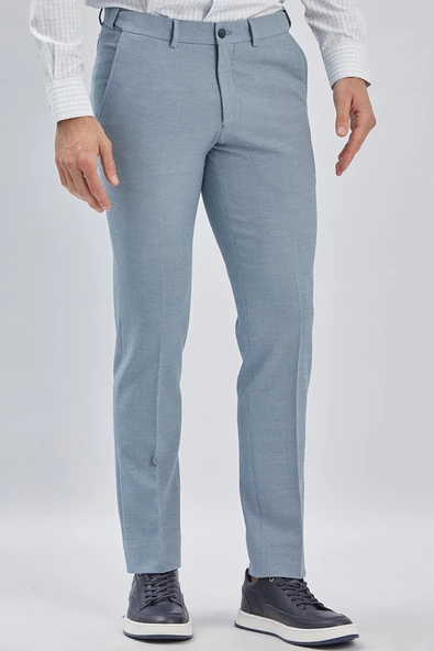 Mavi Esnek Lastikli Yandan Cepli Casual Slim Fit Ayarlanabilir Kemer Pantolon 1003240162 - Resim 4