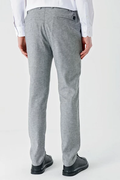 Siyah Keten Lastikli Yandan Cepli Casual Comfort Fit Jogger Pantolon 1003240159 - Resim 5