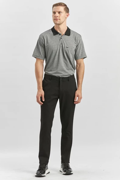 Siyah Pamuklu Yandan Cepli Casual Slim Fit Chino Pantolon 1003240168 - Resim 6