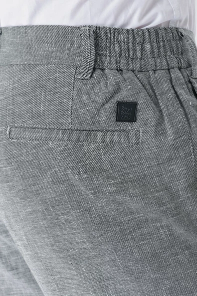 Siyah Keten Lastikli Yandan Cepli Casual Comfort Fit Jogger Pantolon 1003240159 - Resim 6