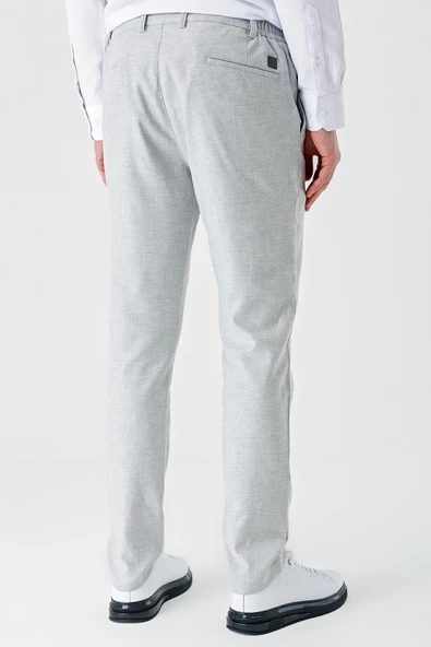 Gri Keten Lastikli Yandan Cepli Casual Comfort Fit Jogger Pantolon 1003240159 - Resim 5