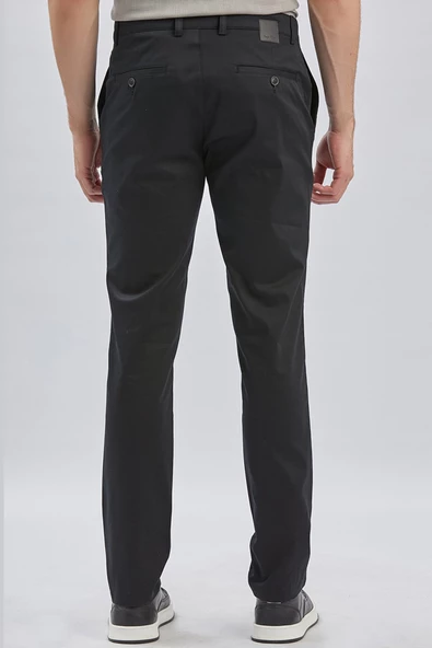 Siyah Pamuklu Yandan Cepli Casual Slim Fit Chino Pantolon 1003240161 - Resim 5