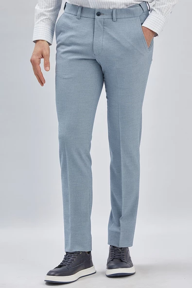 Mavi Esnek Lastikli Yandan Cepli Casual Slim Fit Ayarlanabilir Kemer Pantolon 1003240162 - Resim 3