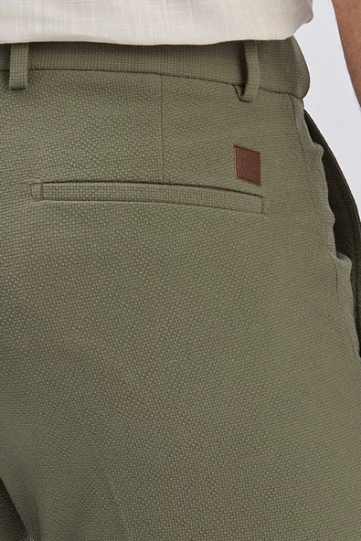 Koyu Haki Esnek Lastikli Yandan Cepli Casual Slim Fit Ayarlanabilir Kemer Pantolon 1003240162 - Resim 7