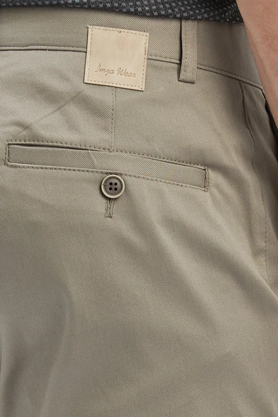 Koyu Bej Pamuklu Yandan Cepli Casual Slim Fit Chino Pantolon 1003240161 - Resim 7