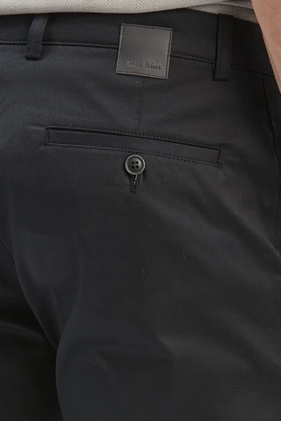Siyah Pamuklu Yandan Cepli Casual Slim Fit Chino Pantolon 1003240161 - Resim 6