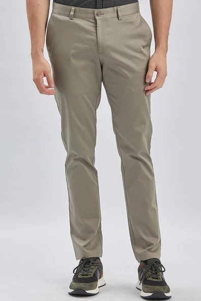 Koyu Bej Pamuklu Yandan Cepli Casual Slim Fit Chino Pantolon 1003240161 ürün görseli