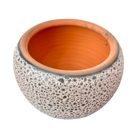 Bitki Tasarımı Krem Kahve Şekilli Artistik Çift Sırlı İç Ve Dış Mekan Kullanımlı Tabaklı Toprak Terrakota Saksı Saksılık Salon Çiçeklik - 3