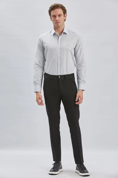 Siyah Esnek Lastikli Yandan Cepli Casual Slim Fit Ayarlanabilir Kemer Pantolon 1003240162