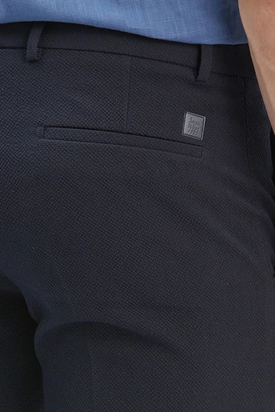 Koyu Lacivert Esnek Lastikli Yandan Cepli Casual Slim Fit Ayarlanabilir Kemer Pantolon 1003240162 - Resim 6