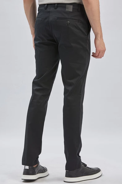 Siyah Pamuklu Yandan Cepli Casual Slim Fit Chino Pantolon 1003240161 - Resim 7