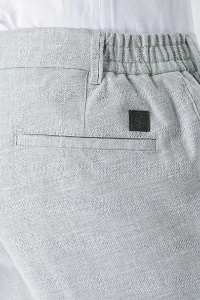 Gri Keten Lastikli Yandan Cepli Casual Comfort Fit Jogger Pantolon 1003240159 - Resim 6