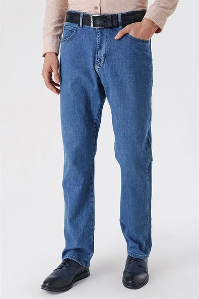 Koyu Mavi Gabardin Pamuklu 5 Cep Comfort Fit Rahat Kesim Casual Denim Pantolon 1023230113