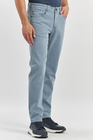 Koyu Turkuaz Pamuklu 5 Cep Casual Slim Fit 5 Cep Pantolon 1003240319 - 3