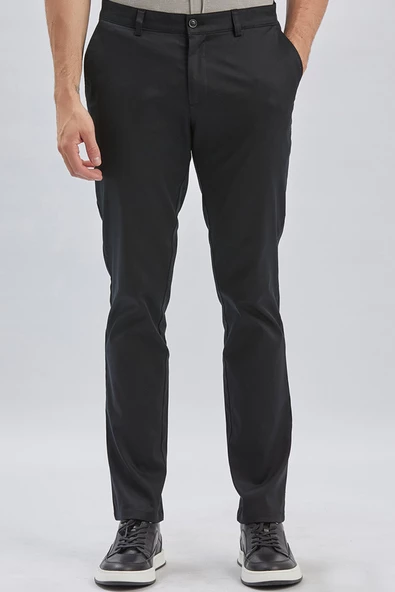Siyah Pamuklu Yandan Cepli Casual Slim Fit Chino Pantolon 1003240161 ürün görseli