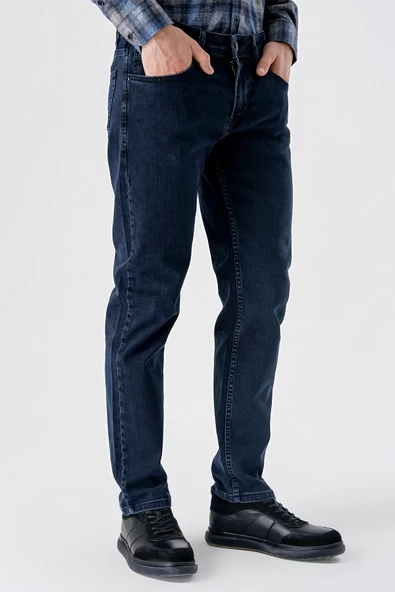 Koyu Lacivert Gabardin %100 Pamuk 5 Cep Slim Fit Dar Kesim Casual Denim Pantolon 1023235163 - 4
