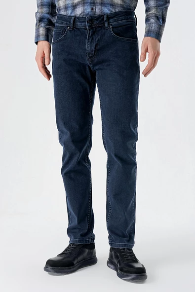 Koyu Lacivert Gabardin %100 Pamuk 5 Cep Slim Fit Dar Kesim Casual Denim Pantolon 1023235163 - 3