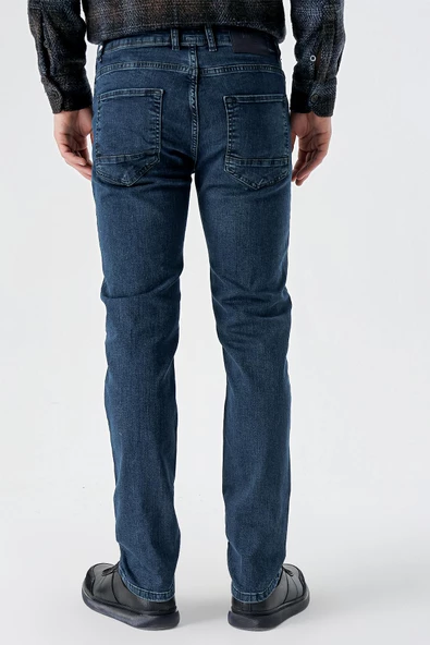 Lacivert Gabardin %100 Pamuk 5 Cep Slim Fit Dar Kesim Casual Denim Pantolon 1023235163 - 5