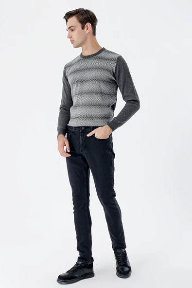 Siyah Gabardin Likralı 5 Cep Slim Fit Dar Kesim Casual Denim Pantolon 1023235161 - 4