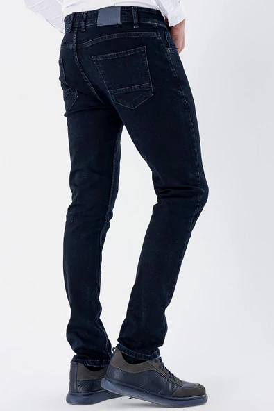 Koyu Lacivert Gabardin Likralı 5 Cep Slim Fit Dar Kesim Casual Denim Pantolon 1023235161 - 4