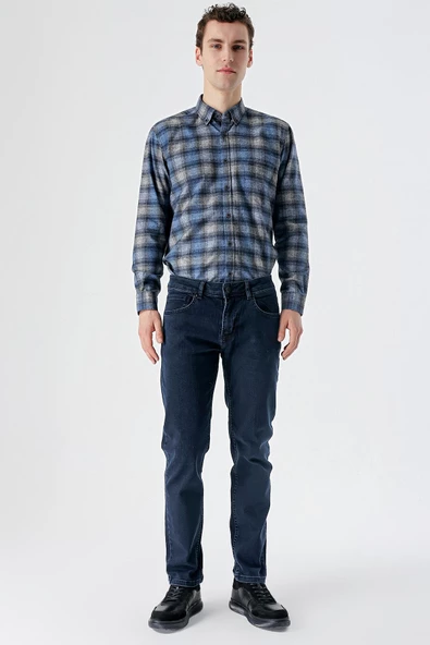 Koyu Lacivert Gabardin %100 Pamuk 5 Cep Slim Fit Dar Kesim Casual Denim Pantolon 1023235163 - 6