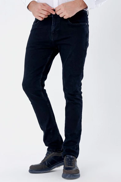 Koyu Lacivert Gabardin Likralı 5 Cep Slim Fit Dar Kesim Casual Denim Pantolon 1023235161 - 2