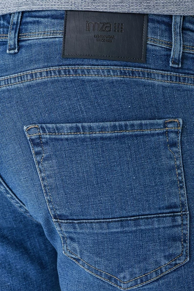 Koyu Mavi Gabardin 5 Cepli Slim Fit Dar Kesim Casual Denim Jean Kot Pantolon 1023240150 - 6