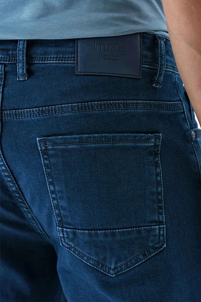 İndigo Mavi Gabardin Pamuklu 5 Cepli Slim Fit Dar Kesim Casual Denim Pantolon 1023240155 - Resim 6