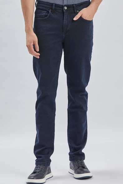 Koyu Lacivert Gabardin Pamuklu 5 Cepli Slim Fit Dar Kesim Casual Denim Pantolon 1023240158 - 3