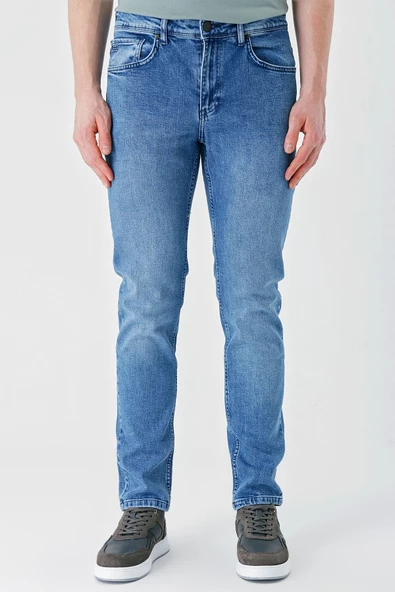 Koyu Mavi Gabardin Pamuklu 5 Cepli Slim Fit Dar Kesim Casual Denim Pantolon 1023240154 - 3