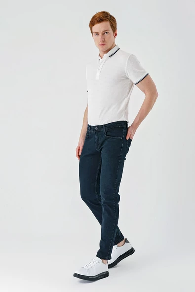 Koyu Kahverengi Gabardin 5 Cepli Slim Fit Dar Kesim Casual Denim Jean Kot Pantolon 1023240150 - Resim 3