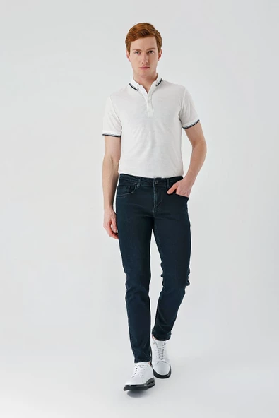 Koyu Kahverengi Gabardin 5 Cepli Slim Fit Dar Kesim Casual Denim Jean Kot Pantolon 1023240150 - Resim 4