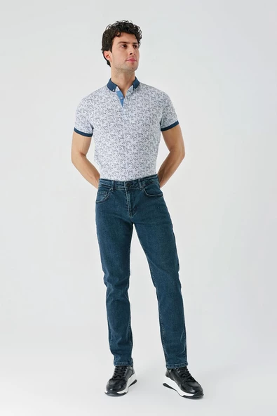 Koyu Haki Gabardin 5 Cepli Slim Fit Dar Kesim Casual Denim Jean Kot Pantolon 1023240150 - 7
