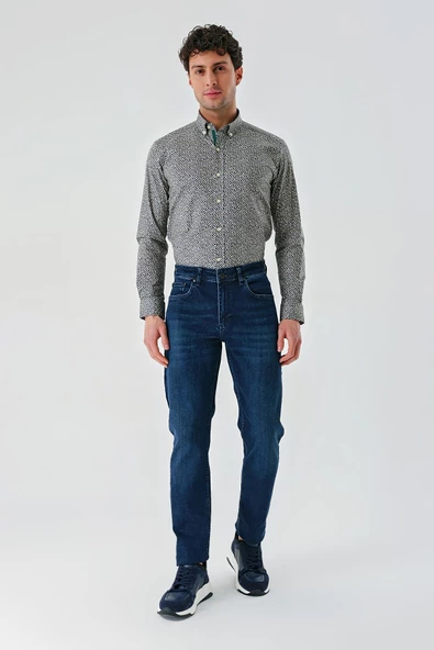 Lacivert Gabardin Pamuklu 5 Cepli Slim Fit Dar Kesim Casual Denim Pantolon 1023240152 - 5