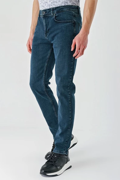 Koyu Haki Gabardin 5 Cepli Slim Fit Dar Kesim Casual Denim Jean Kot Pantolon 1023240150 - 4