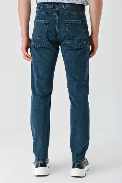 Koyu Haki Gabardin 5 Cepli Slim Fit Dar Kesim Casual Denim Jean Kot Pantolon 1023240150 - 3