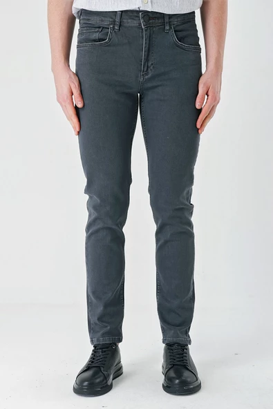 Koyu Antrasit Gabardin Pamuklu 5 Cepli Slim Fit Dar Kesim Casual Denim Pantolon 1023240151 - 3