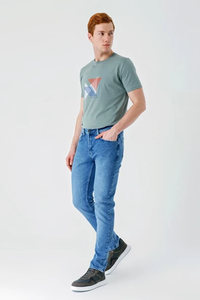 Koyu Mavi Gabardin Pamuklu 5 Cepli Slim Fit Dar Kesim Casual Denim Pantolon 1023240154 - 2