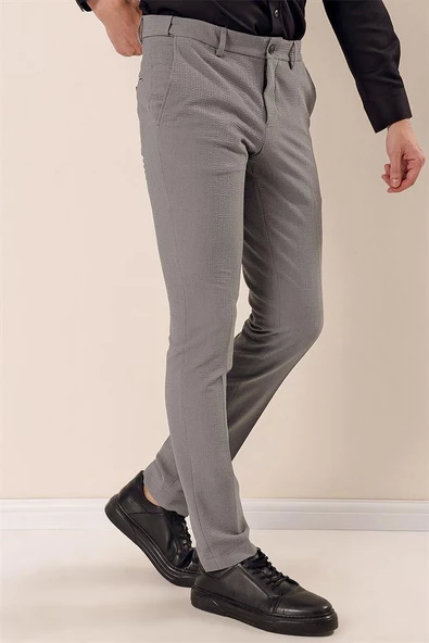 Füme Esnek Yandan Cepli Slim Fit Classic Pantolon 1003230170