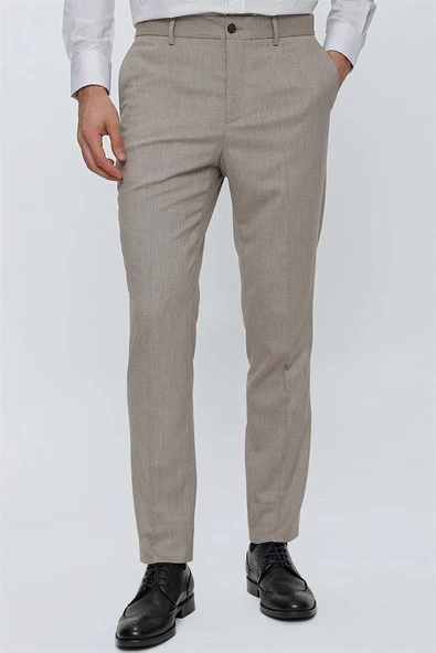 Bej Esnek Yandan Cepli Slim Fit Classic Pantolon 1003230151 - 3