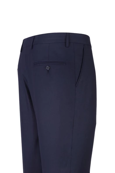 Lacivert Gabardin Yan Cepli Slim Fit Dar Kesim Basic Pantolon 1003190013 - Resim 4
