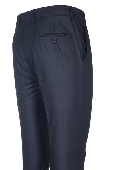 Lacivert Gabardin Yan Cepli Slim Fit Dar Kesim Basic Pantolon 1003190013 - Resim 6