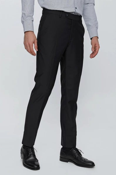 Siyah Esnek Yandan Cepli Slim Fit Classic Pantolon 1003240013