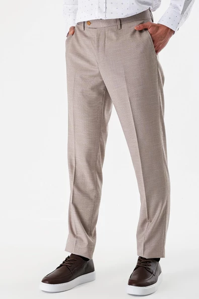 Bej Esnek Yandan Cepli Comfort Fit Classic Pantolon 1003240154 - 3