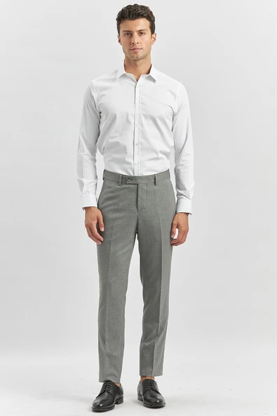 Füme Esnek Yandan Cepli Slim Fit Classic Pantolon 1003240165 - Resim 4