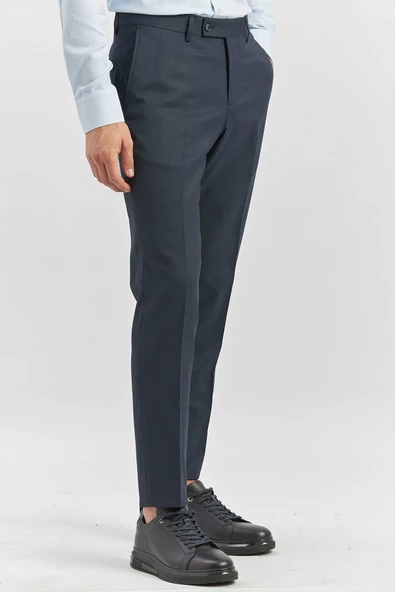 Koyu Lacivert Esnek Yandan Cepli Slim Fit Classic Pantolon 1003240165 - 2