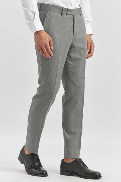 Füme Esnek Yandan Cepli Slim Fit Classic Pantolon 1003240165 - Resim 2