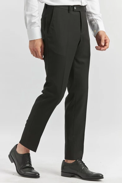 Siyah Esnek Yandan Cepli Slim Fit Classic Pantolon 1003240165